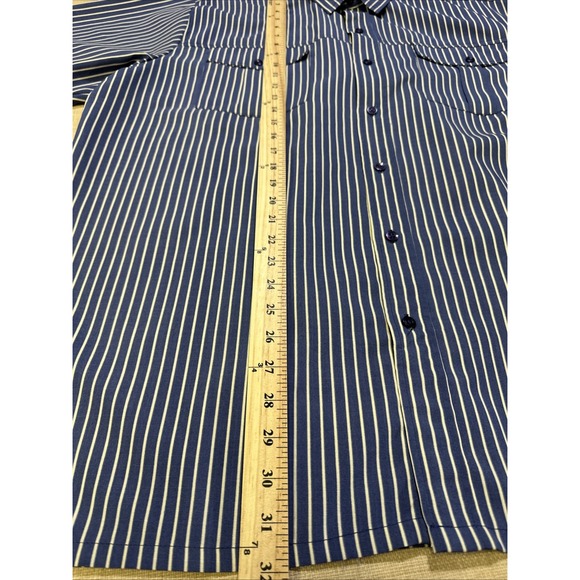 Haband Men's XLarge Blue White Striped Short Sleeve Polyester Comfort Shirt - Picture 5 of 14